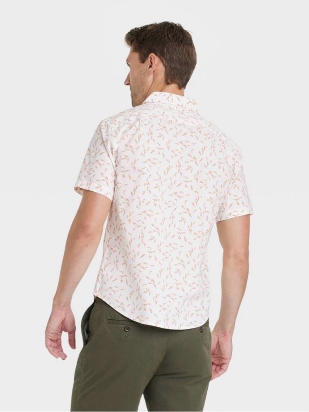 Men's Floral Short Sleeve Poplin Button-Down Shirt - Goodfellow & Co Slim Fit M - Picture 2 of 5